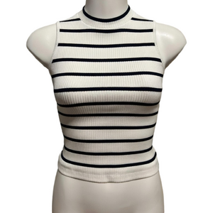 Striped Sleeveless Ribbed Top Sz Medium Crop Top